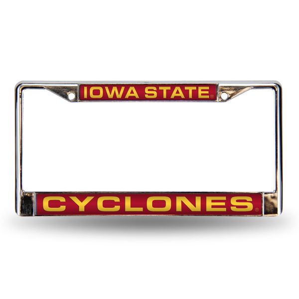 Rico Industries NCAA Iowa State Cyclones Laser Cut Inlaid Standard Chrome License Plate Frame , 6 x 12.25"