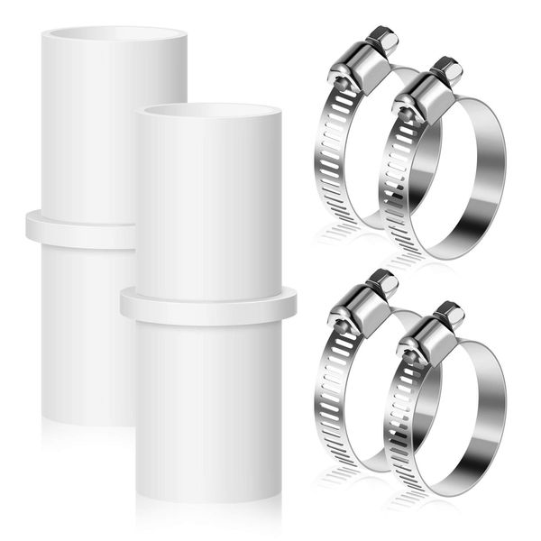 2 Pieces drain hose Connectors, Fit for 0.8 Inch, Hose Washer Extension Adapter with 4 Pieces Clamps for washing machine, Dishwasher Water Pipe