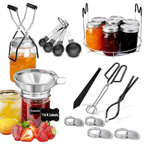 HOMMES Canning Supplies Starter Kit For Mason Jars Canning Pot,Include Stainless Steel Steam Rack,Measuring Spoon,Canning Funnel, Jar Lifter,Jar Wrench,Canning Tongs,Lid Lifter&Bubble Remover Tool
