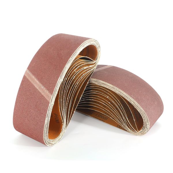 WooZuu 12PCS Sanding Belt 75 x 533mm, Abrasive Sandpaper Belts 100 Grit for Metal, Wood, Wall, Furniture, 3 x 21Inch Belt Sander Polishing and Grinding