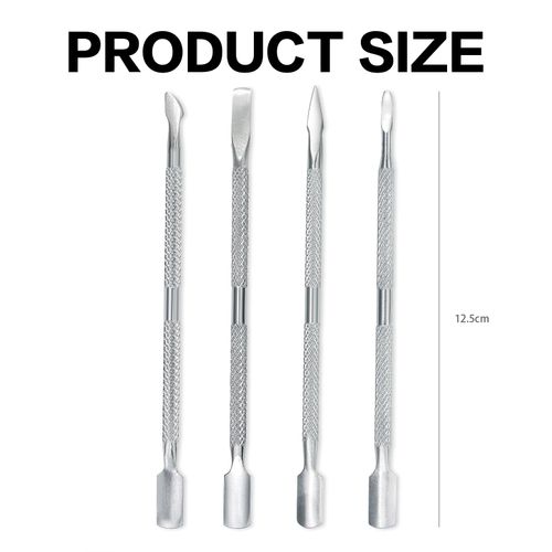 Cuticle Pusher Tool Kit, 2 Pack Stainless Steel Nail Cuticle Cleaner Tool Dual Head UV Gel Nail Polish Remover Tool Nail Art Cuticle Trimmer for Removing Dead Skin on Fingers, Nail Art(2-piece set)