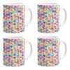 Colourful Geometric Triangles Print Pattern Mug Coffee Cup Set of 4