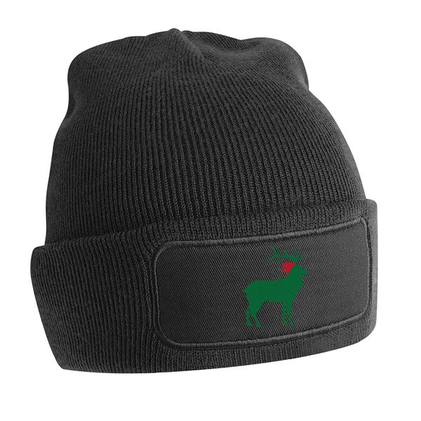Flox Creative Black Beanie Green Stag Santa