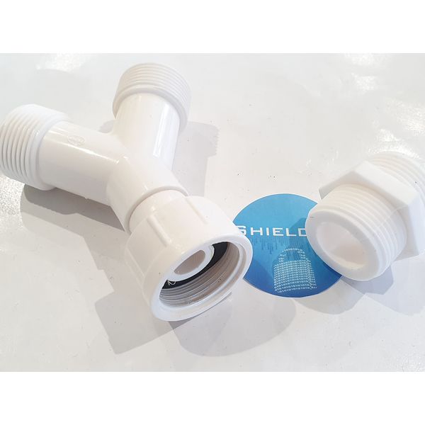 ShieldUp Washing Machine Dishwasher Appliance Y-Piece Inlet Hose Splitter Plus Connector - 3/4 inch, White,3x3x3