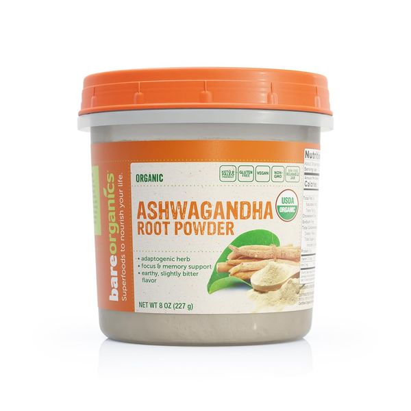 BareOrganics Ashwagandha Root Powder, 8 Oz