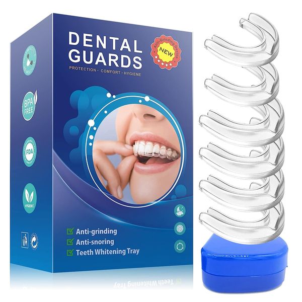 Leogony 6PCS Tooth Guard for Grinding Teeth at Night, Bruxism Mouth Guard Night for Adults & Kids, Reusable Mouthguard for Sleeping