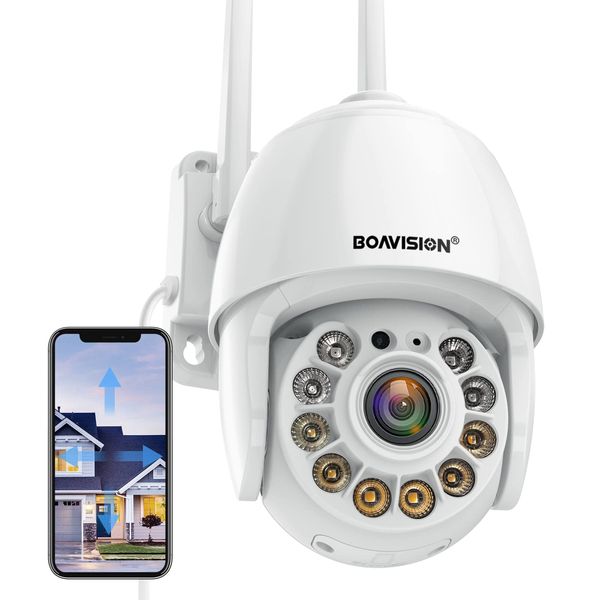 BOAVISION 5MP Security Camera Outdoor, Wireless WiFi IP Camera Home Security System 360° View,Motion Detection, auto Tracking,Two Way Talk,pan Tile Full Color Night Vision