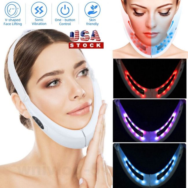 Electric V-Face Massager Face-Lift Sliming Double Chin Reduce LED Photon Therapy