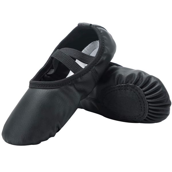 Linodes Ballet Dance Shoes, PU Ballet Shoes, Dance Practice Shoes, Adults & Children, Beginners, Practice, Black