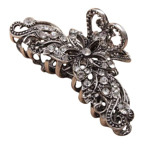 Silver Vintage Crystal Metal Hair Clamp IN5263, 1 Pack
