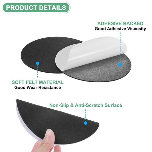 M METERXITY 10-Pack Lamp Base Felt, 5.5 Inch Dia. 2mm Thick Self Adhesive Round Fabric Felt Pads for Lamp/Furniture/DIY, Non-Slip Fiber Backed Patch Circles with Adhesive Backing [Black]