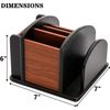 Wood Rotating Remote Caddy, Remote Control Holder for Table, 6-Compartment