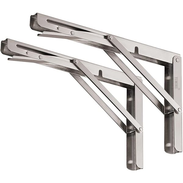 YUMORE Klappkonsole Schwerlast 200mm,YUMORE Regalträger Klappbar Edelstahl Klappregalhalterungen Wand Tischhalter Klappscharnier für Bänke Regale Wandmontage Platzsparende Kapazität 300 lb [2PACK]