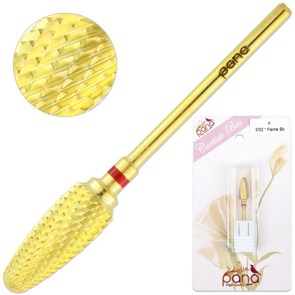 Professional Gold Flame Bit Safety Nail Carbide Drill Bit Fine Grit