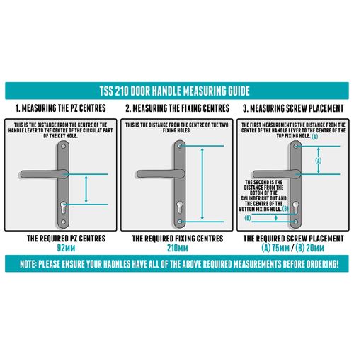 UPVC Door Handles - Black - Lever/Lever - 92mm PZ (Centres) - 210mm Screw to Screw - Backplate 242mm X 34mm - UPVC Door Handle - External Door Handle - Black Replacement UPVC Door Handles