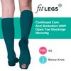 FITLEGS - Open-Toe Compression Stocking - 18mmHg AES DVT Prevention - Below Knee, Large, Green