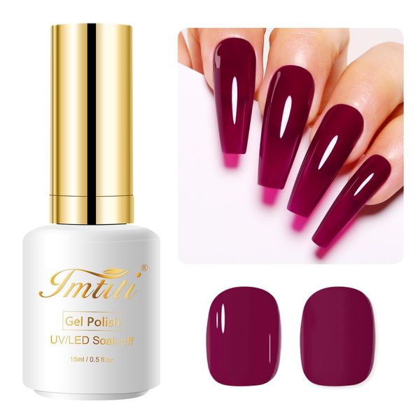 Imtiti Smalto Semipermanente Unghie Rosso, 15ML Smalti Semipermanenti Per Unghie Ciliegia Rosso UV Led Soak Off Smalto Gel Unghie UV Naturale Gel Nail Polish Per Domestico