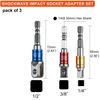 YoiYee 3-Piece Shockwave Impact-Grade Socket Adapter Set – Includes 1/4", 3/8", and 1/2" Adapters, Silver