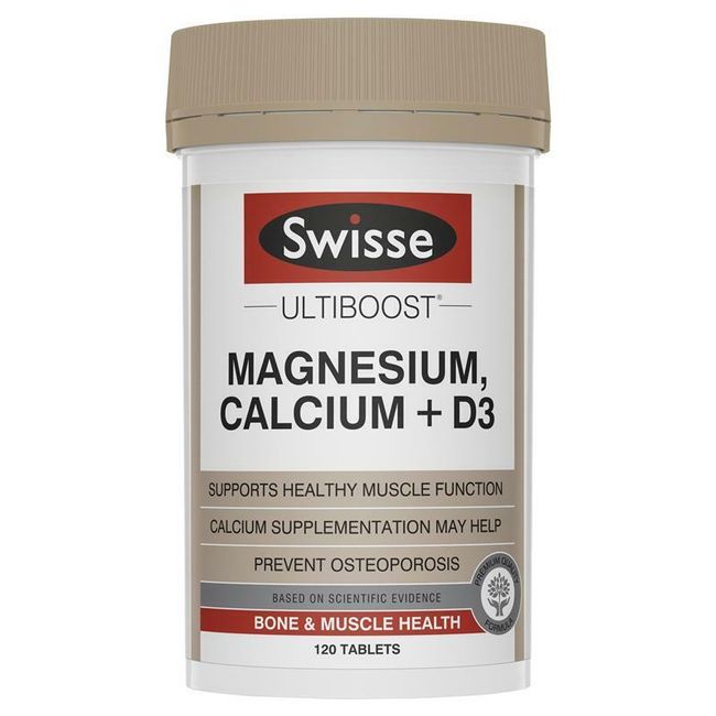 Swisse Ultiboost Magnesium, Calcium + Vitamin D3 For Bone & Muscles 120 Tablets