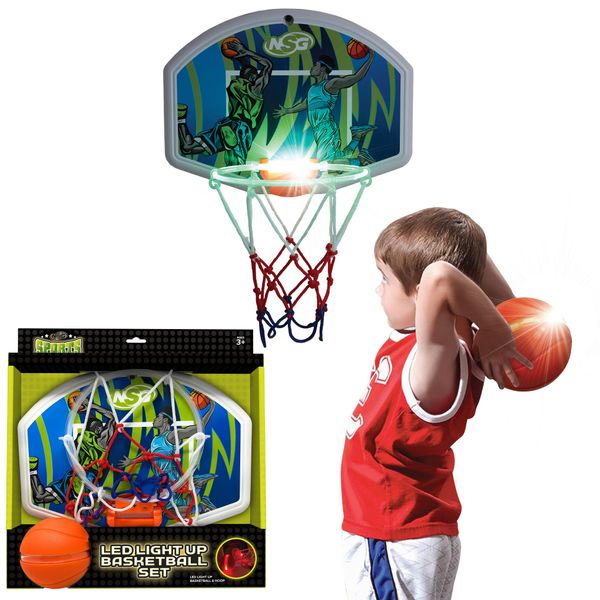 LED Light Up Basketball Toy Set for Boys and Girls, LED Light up Hoop and Basketball - Ages 4 and Up