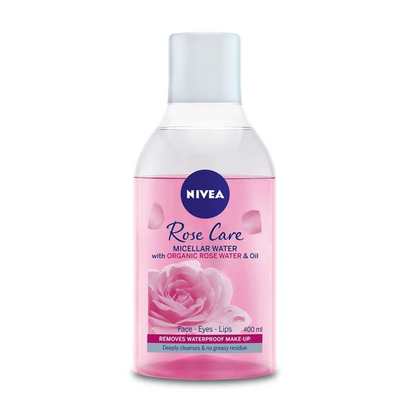 NIVEA MicellAIR Rose Water Micellar Water with Oil (400ml), Micellar Cleansing Water, Waterproof Makeup Remover, Rose Water Toner for Thorough Cleansing