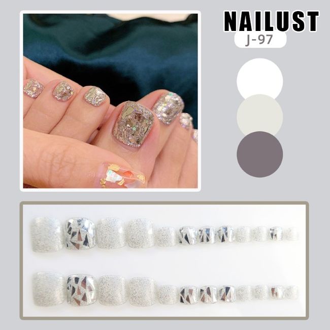 Toe Nails  [Set of 24] Nail Tips Nail Tips Nail Stickers False Nails False Nails Present Paste Nails Peelable Summer Nails Nail Supplies Nail Art Nail Parts NAILUST