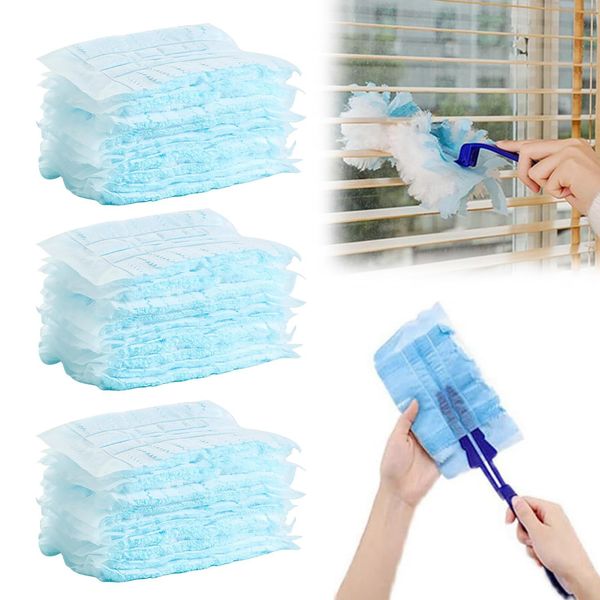 30 PCS Flash Dust Magnet, Blue Dust Magnet Refills, Disposable Electrostatic Duster for Cleaning, Lock Away Dust, Dirt And Hair for Home & Car Cleaning with 1 Handle