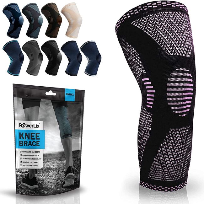 POWERLIX Knee Support for Women/ Men, Knee Brace Compression Sleeve Support for Arthritis, Joint Pain, Ligament Injury, Meniscus Tear, ACL, MCL, Tendonitis, Running, Squats, Sports, Pink, Medium