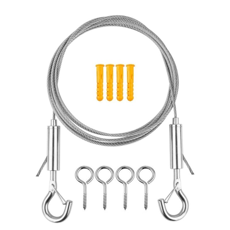 Stainless Steel Wire Rope Lattice Set - 5M Adjustable Hook, 2mm Coated ...