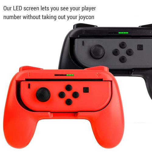 Orzly Grips for Nintendo Switch Joycon Controller Grips for Super Smash brothers and other games. Party [4 Pack] Joy-cons Grips with LED Light Edition - Patented Design