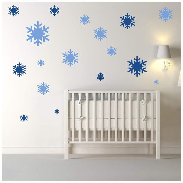 azutura Christmas Snowflake Festive Wall Sticker Pack Cloud Grey