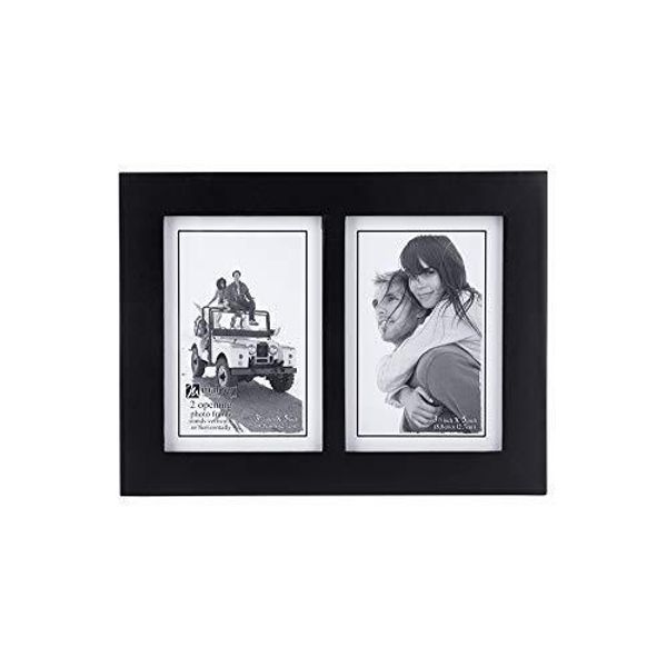 Malden Double 3.5x5 Picture Frame - Wide Real Wood Molding, Real Glass - Black