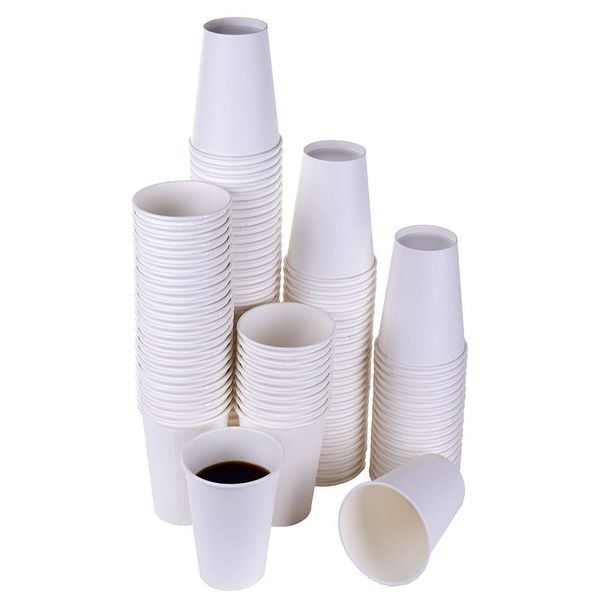 TashiBox 12 oz White Hot Drink Paper Cups - 120 Count - Disposable Paper Coffee Cups