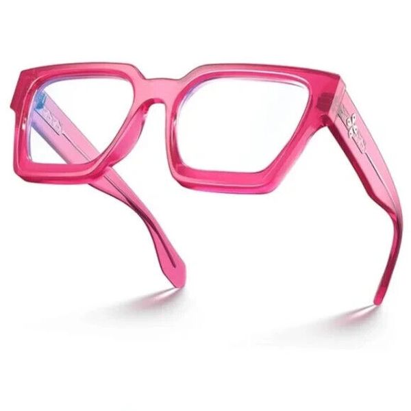 Blue Light Blocking Glasses Rectangle Chic Preppy Look Pink Frame Eyeglasses