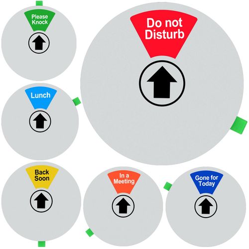 Kichwit Extra Large 6 Inch Privacy Sign for Offices, Do Not Disturb, Back Soon, In a Meeting, Gone for Today, Please Knock, Lunch Break Door Sign (Silver)