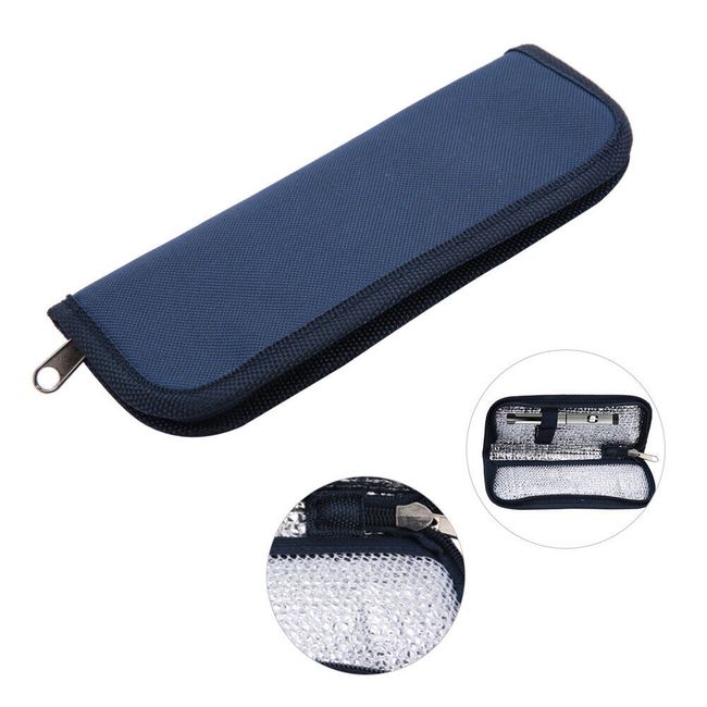 Portable Cooler Bag Organizer Oxford Cloth Medical Travel Insulat Case Navy Blue