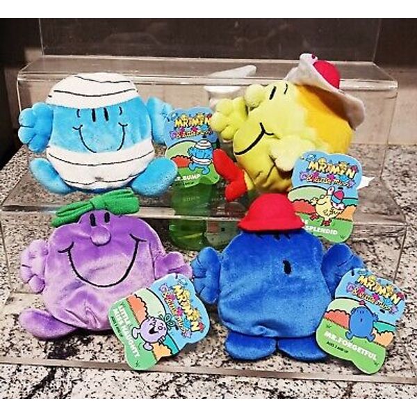 Lot of 4 Vintage Playmates Mr Men & Little Miss Beanbag Plush Toys NWT