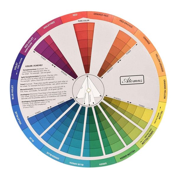 zalati Color Wheel Two Side Color Mixing Learning Guide for Art Class Teaching Tool Makeup Blending Board Chart - 9.0 inch/23cm