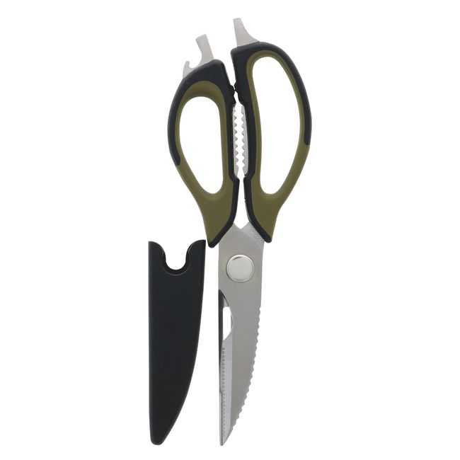 Takagi KANUCHI OUTDOOR Outdoor Multi-functional Scissors with Storage Case Khaki Kitchen Scissors Disassemble Kitchen Scissors Disassemble Washable Versatile Stainless Steel BBQ Camping Cookware