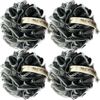 4 PACK（ XL 75G ） Bamboo Charcoal Exfoliating Home Spa Loofah Shower Sponge Pouf Mesh Brush - Bath Spa Puff Scrubber Ball - Face Body poof - Rich Foams Bubble