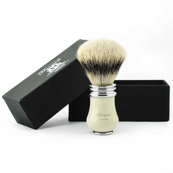 Haryali London Shaving Brush - Badger Shaving Brush - Elegant and Unique Design - Badger Hair Shaving Brush - with Elegant Ivory Color - A Perfect Match to Your Shaving Kit