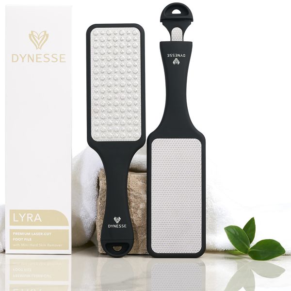 DYNESSE Foot File. Best Premium Pedicure Foot Rasp and Callus Remover. 3-in-1 Tool. Removes Hard Skin. No Risk of Injury. Stainless Steel. Ergonomic Handle. Washable. Works on Both Wet and Dry Feet.