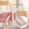 Pretty Jolly 2 Pack Wooden Magnetic Curtain Tiebacks Boho Home Decoration Drape Tie Backs Natural Cotton Handmade Rope Curtain Holdbacks for Thin or Thick Home & Office Window Drapery (Beige)