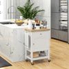Utility Rolling Kitchen Island Cart w/ Storage Shelf, Wheels, Smooth Top, White
