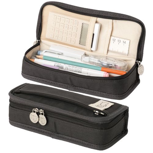 brunch brother Daily Black Pencil Case, Large Capacity Pencil Pouch with Ample Storage, Simple Design for Students and Professionals