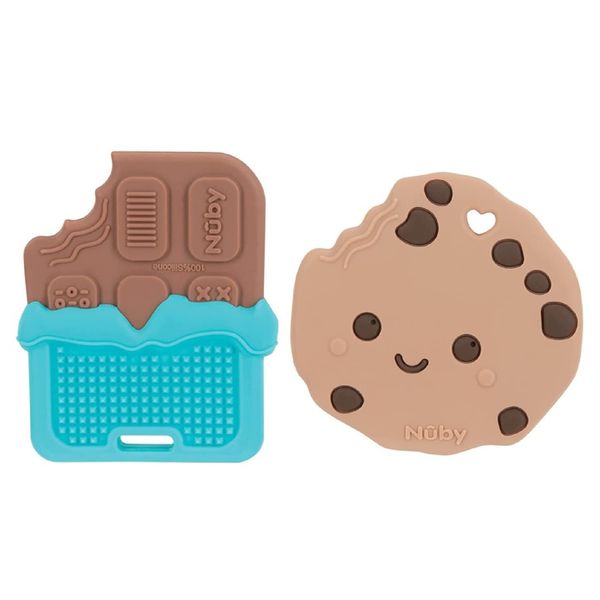 Nuby All Silicone Chocolate Chip Cookie and Chocolate Bar Teether - 3+ Months (Cookie/Chocolate)