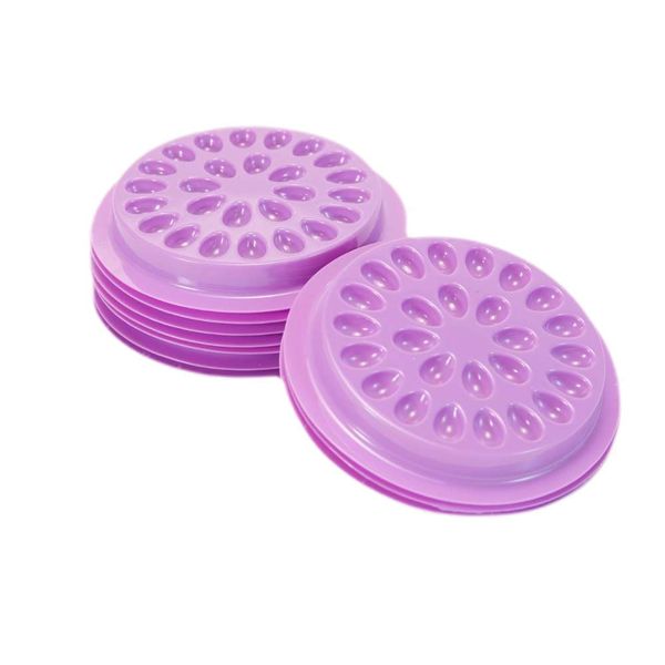 100 PCS Disposable Plastic Glue Pallet Pad for Eyelash Extensions Purple Flower Shaped Lashes Gasket Adhesive Pigment Holder Base for Nail Art or Tattoo Ink