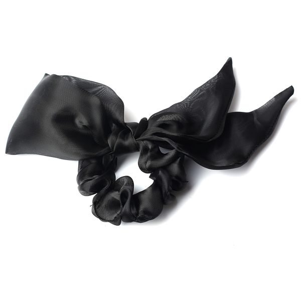 Stylish Black Hair Elastics, Cute, Rabbit Ears, Scrunchy, Organic, Hair Accessory, Cute, Women's, Korean (Black)