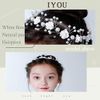 IYOU Princess Communion Headpiece Flower White Headband Pearl Hair Vine Bridal Wedding Hair Accessories for Flower Girls