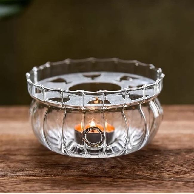 Hoffnugshween Teapot Warmer, Tea Warmer, Glass, Transparent, Pumpkin Shaped Candle Holder, Candle Holder, For Teapots, Pot Warmer, Cup Warmer, Coaster Candle Holder, Tea, Coffee, Fondue